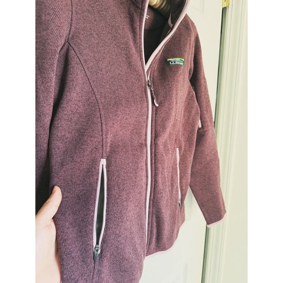 L.L. Bean Sweater Fleece Full Zip Jacket Raisin Brown Small Fall Layer Cozy - Picture 5 of 8